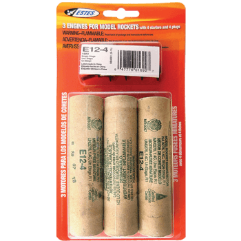E12-4 Mid-Power rocket engines. 3 Pack
