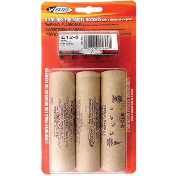 E12-8 Mid-Power rocket engines. 3 Pack
