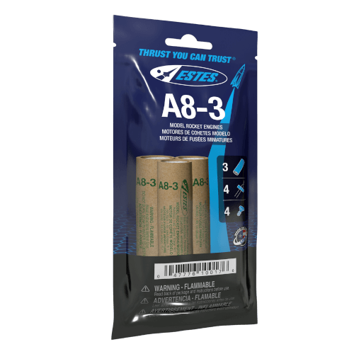 A8-3 model rocket engine. 3 pack